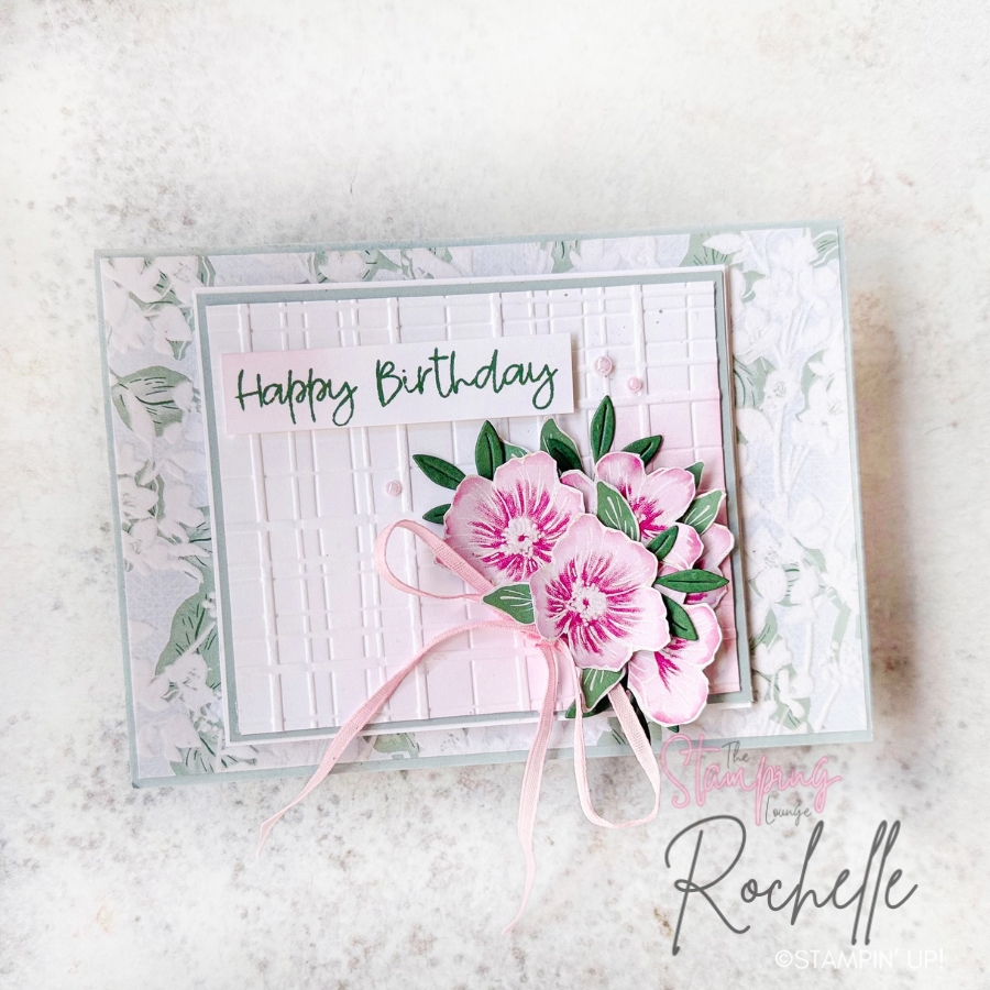 TSL 2026 May Mystery Stamping, Velvet Meadow DSP, Birthday Card